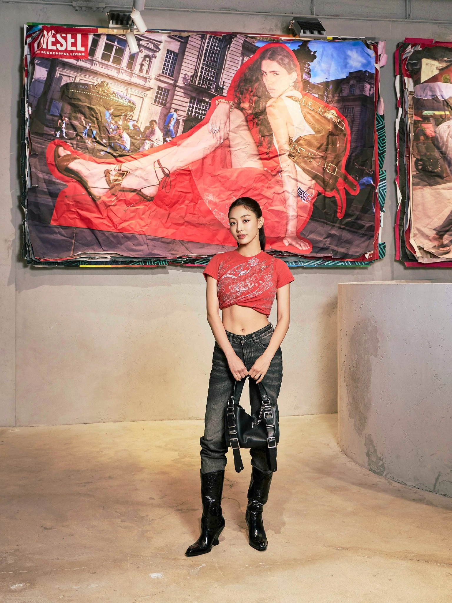 Jihyo at a Diesel fashion installation